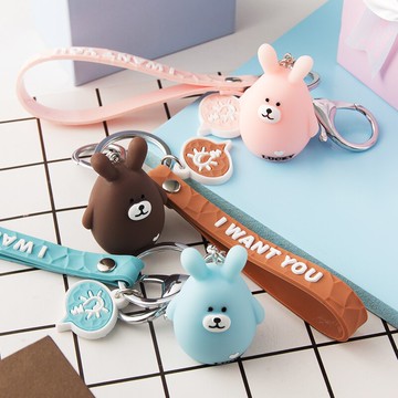 卡通兔公仔鑰匙鏈掛件創意汽車鑰匙扣鎖匙男女士鑰匙圈環包包掛飾