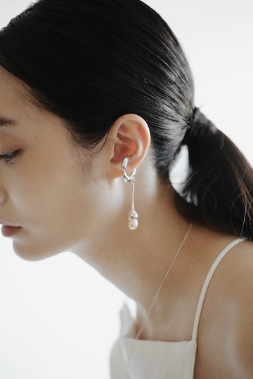 Swing raindrop ear cuff + pearl 搖擺雨滴 耳骨夾+珍珠