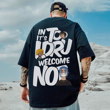 潮牌寬松T恤胖子短袖男加肥加大五分袖純棉胖人大碼男裝夏季潮流