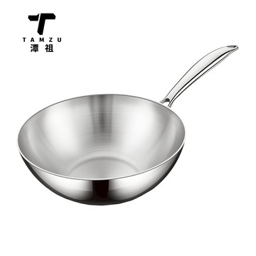 【TANZU潭祖】22-30cm炒鍋 316不鏽鋼煎炒鍋 五層鋼加厚炒菜鍋 家用油炸煎鍋 食品級煮鍋 無塗層 不粘鍋