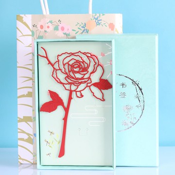 玫瑰花精密加厚不銹鋼情人節小王子金屬書簽生日禮品刻字