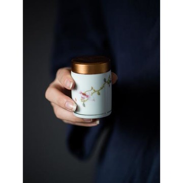 迷你便攜茶葉罐密封罐陶瓷彩繪小號茶倉出行儲茶罐茶葉儲存儲藏罐