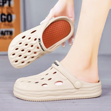 洞洞鞋女夏季外穿新款包頭海邊沙灘涼鞋防滑半拖旅游網紅爆款