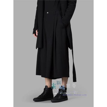 歐美走秀裙褲男女同款立體褶八分褲闊腿褲暗黑潮款發型師肥腿褲