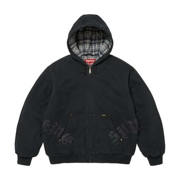 Supreme Leather Appliqué Hooded Work Jacket 保暖 皮革貼片 連帽外套 黑色 FW26J101-BK [台灣現貨]