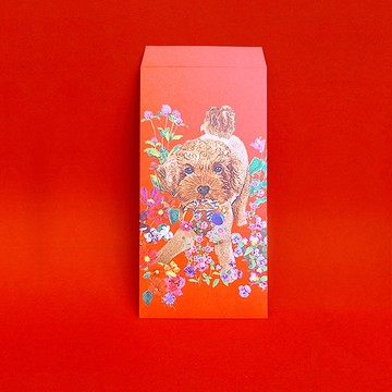 福獸納福紅包袋-花開富貴/貴賓犬/5入
