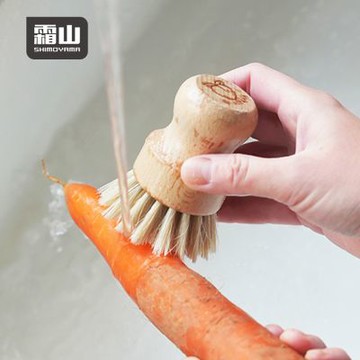 日本霜山 日式軟質刷毛蔬果清潔刷(附304不鏽鋼收納架)