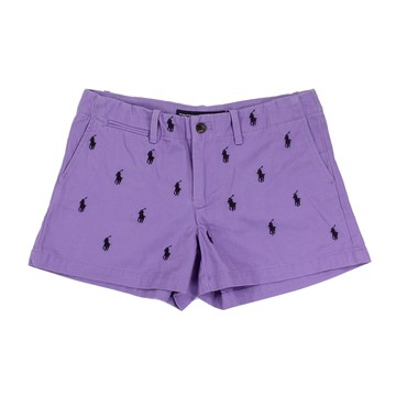 美國百分百【全新真品】Ralph Lauren 褲子 RL 短褲 牛仔褲 熱褲 Polo 小馬 女 2號 紫色 C395