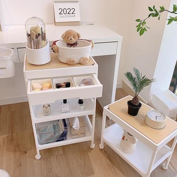 ins置物架帶輪小推車移動收納架書桌茶幾旁床頭零食落地架簡約款