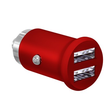 【暗紅版】點煙器雙孔USB 白光車充