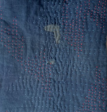 日本製造 藍染線 刺子 藍染古布使用 Japanblue sashiko 托特包 棉質托特包 內襯亞麻