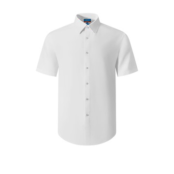 免熨防皺速乾吸濕排汗細斜紋短袖上班襯衫/白色 | 4613224200