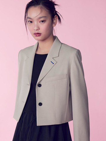 Back Detail Tailored Short Jacket_Khaki