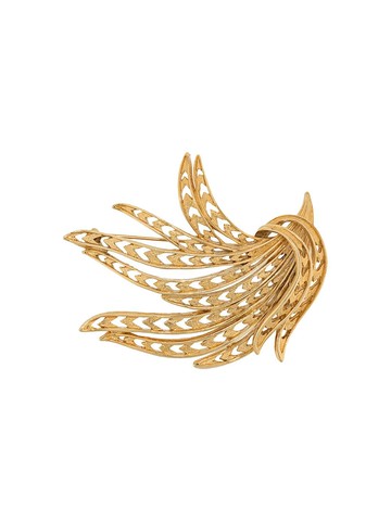 Susan Caplan Vintage - textured leaf brooch - women - 18kt Gold Plated Brass - One Size