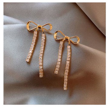 【my stere 我的時尚秘境】925銀針~韓國氣質蝴蝶結垂墜耳環