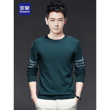 羅蒙男士衛衣春秋冬季新款寬松休閑潮流高級感圓領長袖T恤打底衫