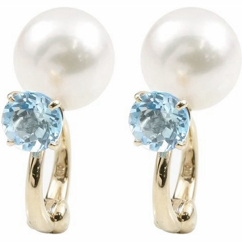 絶品 ピアリング ブルートパーズ あこや本真珠 イエローゴールドk10 イヤリング リバーシブル パール 10金 10k 宝石 ノンホールピアス 11月誕生石 送料無料 Lgbtq 男女兼用 イヤリング