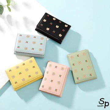 【Sp house】Q版櫻桃熊熊輕便短夾皮夾錢包(5色可選)
