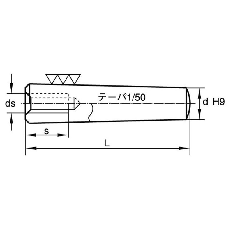 ウチネジツキ テーパーピン 規格(10X70) 入数(50) 【Ｓ４５ＣＱ内ねじ