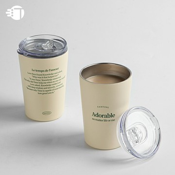 三汀 復古隨手杯日式簡約字母咖啡杯304不銹鋼保溫杯車載便攜水杯