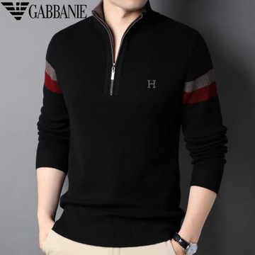 純羊絨半高領中年男士打底衫毛衣