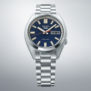 SEIKO 5 Sports SNXS系列 復古日常潮流機械錶-藍x銀/37.4mm 4R36-15M0B(SRPK87K1)