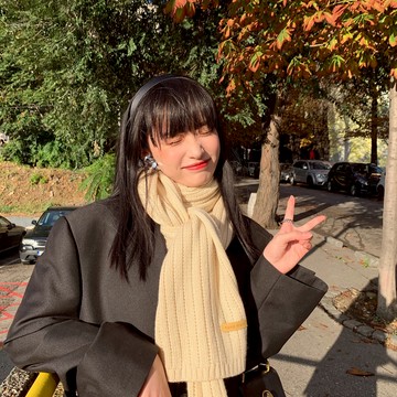 蝸牛爬爬家/冬季保暖針織圍巾女純色簡約韓版百搭長款情侶圍脖1入