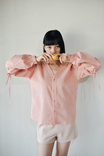 V-neck Cotton shirt - pink color