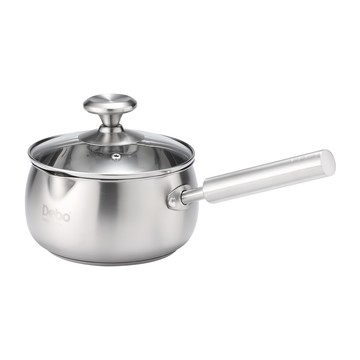 Debo 德鉑廚具 304不鏽鋼單把複底導流湯鍋 16cm 1.8公升  不鏽鋼色  1個