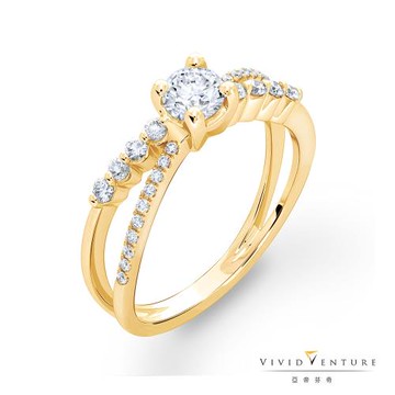 亞帝芬奇 GIA 30分 DSI2 八心八箭 鑽石 戒指 曙光 14K黃K金台