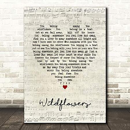 Wildflowers Script Heart Song Lyric Wall Art Poster Gift Present Print（並行輸入品）