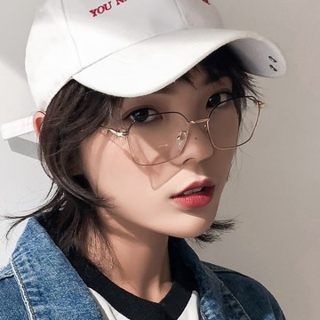 現貨-韓版方形復古平光鏡超輕文藝金屬眼鏡框男女通用大框眼鏡架開球315