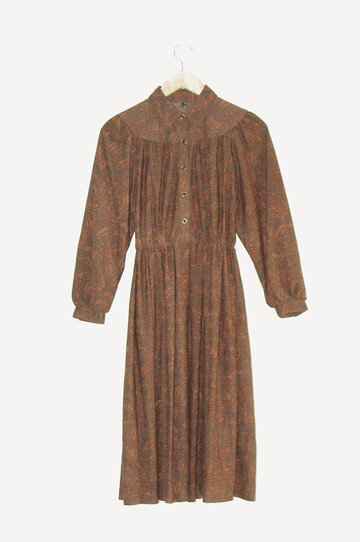 恰丸與貓♫~咖啡有領古著洋裝