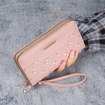 Bag House👜 雙層拉鏈錢包女長款2025新款時尚印花大容量媽媽錢夾手提包手機包