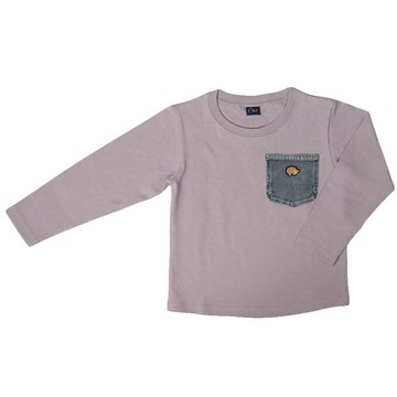 akachan honpo - T恤-丹寧布口袋-紫色