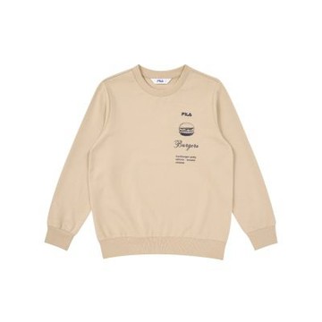FILA KIDS 童長袖圓領T恤-卡其 1TEA-8401-KK