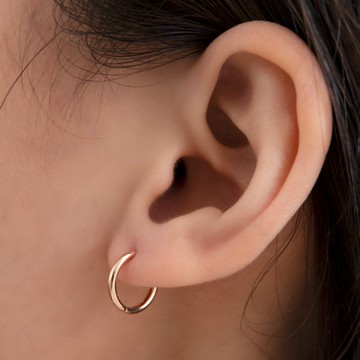 Haute | 18K玫瑰金簡約圈型耳環（單支-12mm）