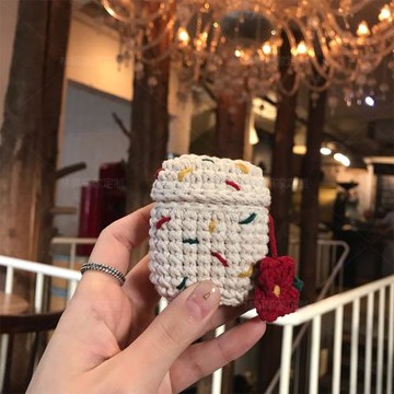 泫雅花朵適用蘋果無線藍牙耳機airpods2保護套可愛卡通毛線 ins殼