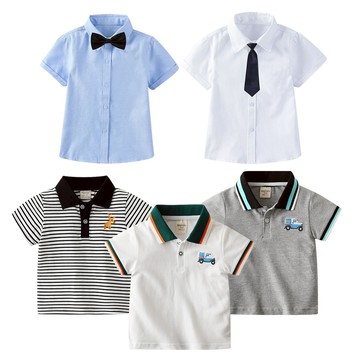 Baby童衣 男童時尚短袖polo衫 夏季兒童短袖翻領上衣 襯衫 畢業襯衫 小花童 短袖襯衫 88684