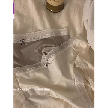 日系輕薄冰絲速干無痕少女內褲奶油風中腰包臀透氣棉檔女士三角褲