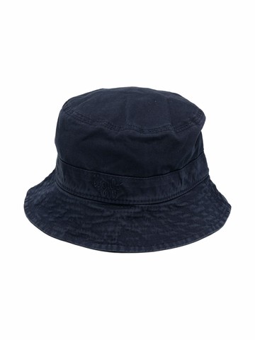 Il Gufo - embroidered logo bucket hat - kids - Spandex/Elastane/Cotton - 52 - Blue