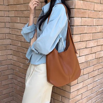 2025韓版新款單肩水桶包ins時尚大容量腋下包通勤學生托特包