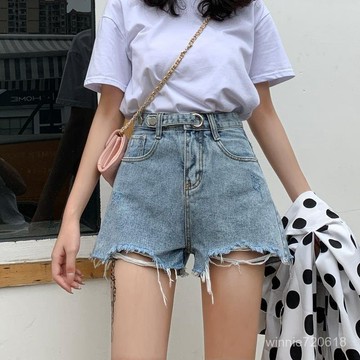 【限時特賣】春夏牛仔短褲  辣妹短褲   休閑短褲牛仔短褲女2024夏季新款高腰外穿寬鬆闊腿韓版顯瘦a字超短熱褲潮
