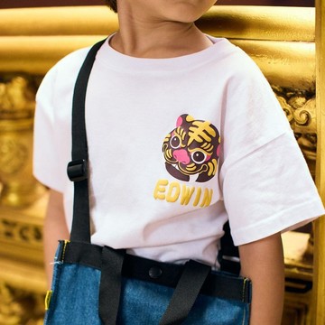 EDWIN 童裝 白沙屯 微笑虎爺短袖T恤 (白色)