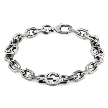 GUCCI 古馳 Interlocking G系列 古巴鍊 手鍊 925純銀