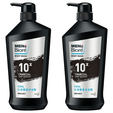 MEN's Biore 台灣公司貨 沁涼醒膚沐浴精 10倍炭 男性專用  750g  2瓶