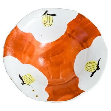 佐和陶瓷 日本製陶瓷碗  寬13.5 x 高3.5cm  橘色 + 白色  1個