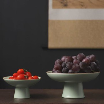 超大號高腳果盤~陶瓷水果盤美食拍照大盤復古零食甜品茶點盤 微瑕