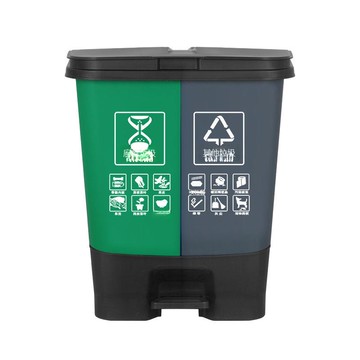 戶外分類垃圾桶40升雙桶環衛垃圾桶干濕分離垃圾桶家用塑料腳踏桶[DD080109]