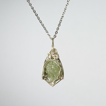 捷克隕石 綴 正宗紐約赫基蒙 | 荷蘭藝術家設計 純銀手工編織墜 925純銀 T240205-253